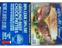 Mängden socker i Ground Beef Chuck Patties