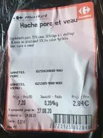 Mängden socker i Haché porc et veau