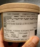 Mängden socker i Purée d’amande complète toastée