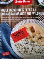 Mängden socker i Emincé de poulet sauce à la crème et au Cognac et riz sauvage