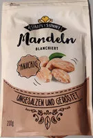 Mängden socker i Mandeln blanchiert, geröstet