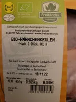 Mängden socker i Bio-Hähnchenkeulen, frisch