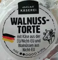 Mängden socker i Walnusstorte aus Schmelzkäsezubereitungen, insg. 55 % Fett i. Tr.