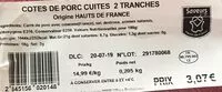 Mängden socker i Côtes de porc cuites 2 tranches