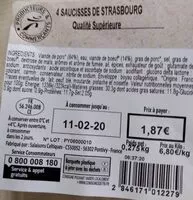 Mängden socker i 4 saucisses de Strasbourg