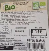 Mängden socker i Roti de porc bio