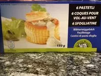 Mängden socker i 6 Coques pour vol-au-vent