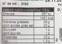 Mängden socker i Morbier AOP