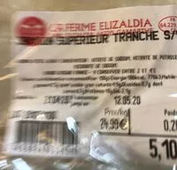 Mängden socker i Jambon blanc supérieur tranché