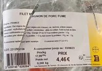Mängden socker i Filet mignon de porc fumé