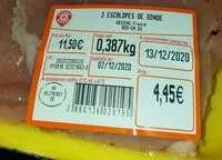 Mängden socker i 3 escalopes de dinde