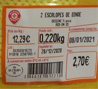 Mängden socker i Escalopes de dinde