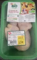 Mängden socker i 2 cuisses de poulet fermier bio