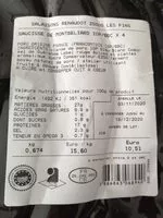 Mängden socker i Saucisses de Montbéliard igp BBC