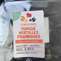 Mängden socker i Fruits mangue myrtille framboises