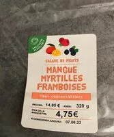 Mängden socker i Salade de fruit   Mangue , Myrtilles,Framboises