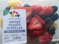 Mängden socker i Salade de fruits Ananas, fraises, myrtilles