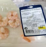 Mängden socker i Queues de crevettes décortiquées cuites réfrigérées