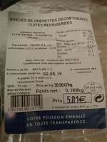 Mängden socker i Queues de crevettes décortiquées