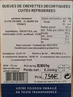 Mängden socker i Queues de crevettes décortiquées cuites réfrigérées