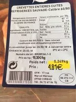 Mängden socker i crevettes entieres cuites