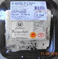 Mängden socker i Roquefort, lait cru de brebis