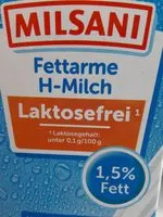 Mängden socker i Milsani Laktosefreie Milch 1, 5%