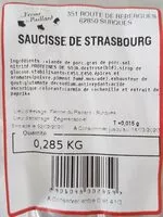 Mängden socker i Saucisse de Strasbourg