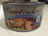 Mängden socker i Thunfisch Filets im eigenen Saft und Aufguss