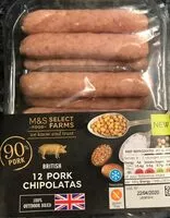 Mängden socker i 12 pork chipolatas