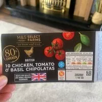 Mängden socker i Chicken ,tomato & Basil chipolatas