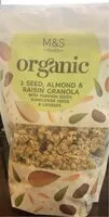 Mängden socker i Organic 3 seeds Almond and Raisin Granola