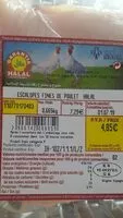 Mängden socker i Escalopes fines de poulet Halal
