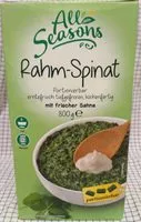 Mängden socker i Rahm-Spinat portionierter erntefrisch tiefgefroren, kochfertig mit frischer Sahne