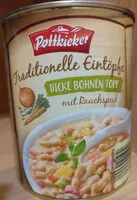 Mängden socker i Traditionelle Eintöpfe Dicke Bohnen Topf mit Rauchspeck