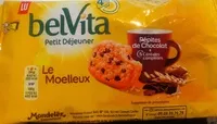 Mängden socker i Belvita Le Moelleux pépites de chocolat & 5 céréales complètes