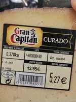 Mängden socker i Queso Gran Capitan curado