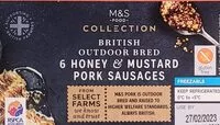 Mängden socker i British Outdoor Bred 6 Honey & Mustard Pork Sausages