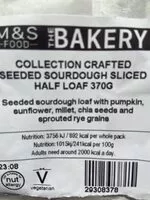 Mängden socker i Seeded sourdough half loaf