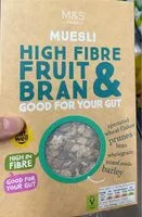 Mängden socker i High fibre fruit amd bran museli