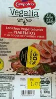 Mängden socker i Vegalia lonchas vegetarianas con pimientos y un toque de pimienta verde
