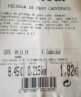 Mängden socker i Pechuga de pavo