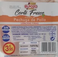 Mängden socker i Fiambre de pechuga de pollo