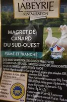 Mängden socker i Magret de canard fumé et tranché