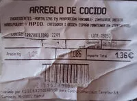 Mängden socker i Arreglo de cocido