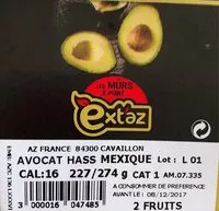 Mängden socker i Avocat Hasselt Pérou x2