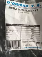 Mängden socker i Amandes decortiquees 1 kg