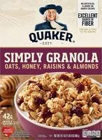 Mängden socker i Simply Granola, Oats, Honey, Raisins & Almonds