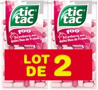 Mängden socker i Bonbons tic tac goûts duo de fraises 2x49g