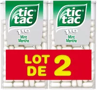 Mängden socker i Bonbons tic tac goût menthe 2x54g